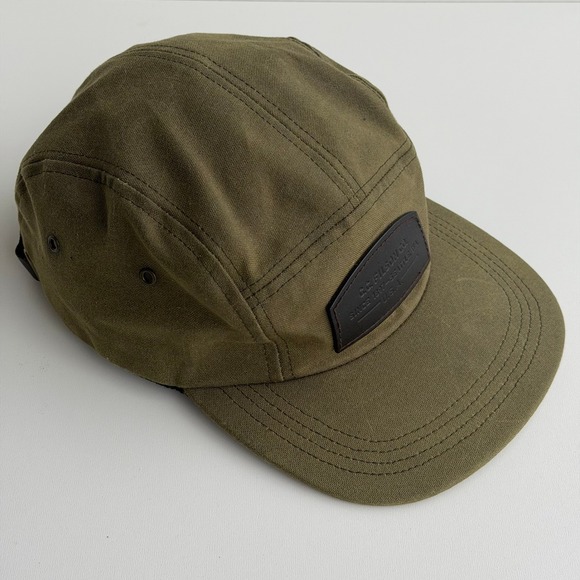 Filson Other - Filson Tin Cloth 5-Panel Cap Mens Olive Green Waxed Canvas Hat Leather Strap